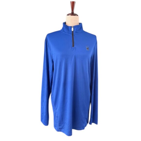 Spyder Shirt Men's Mock Neck Long Sleeve Active Pro Web Blue Stretch Large NWT - Picture 3 of 16